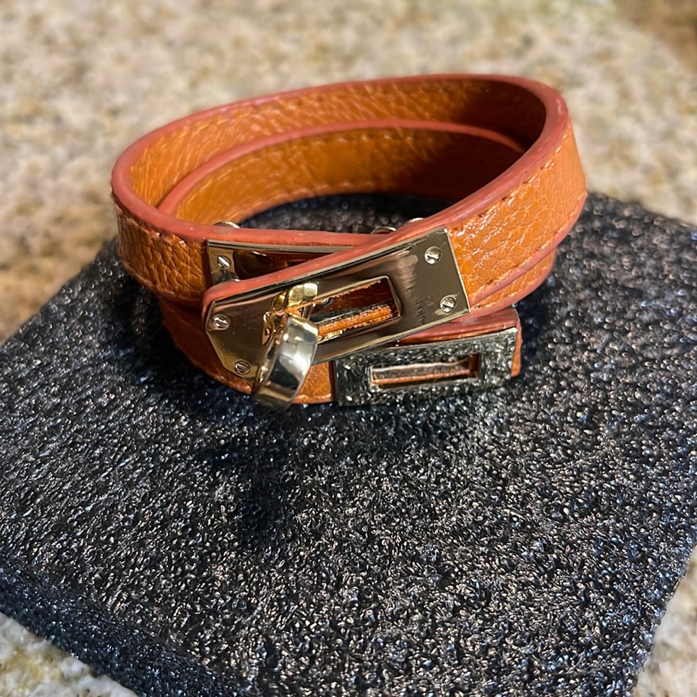 Double faux leather wrap around bracelet